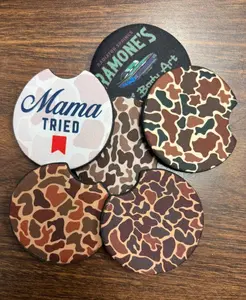Camo Car And Truck Coasters -  Soapstone - Mama Tried Cars Movie Interior Car Accessories, Car Decor