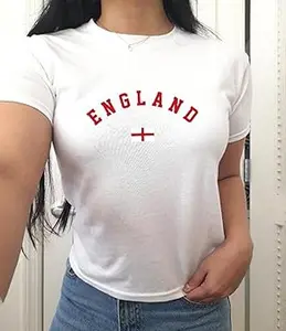[Sale off up to 50%] England Baby Tee for Women St Georges Cross Football Fan Short Shirt