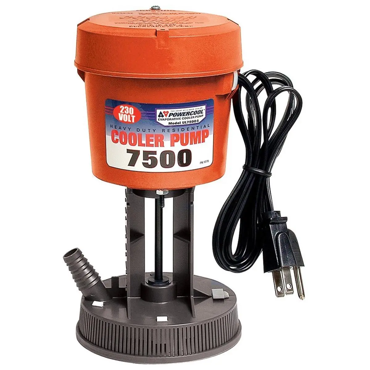 212 MAIN Plastic Cooler Pump - 7500 Rating, 230V Voltage, Plastic Construction, Auto-Reset Function, Grounded Plug