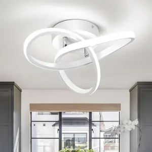 Modern LED Pendant Light, 24cm Ceiling Mount, Bulb Included, Push Button Control, Ideal for Living Room, Bedroom, Kitchen, Hallway