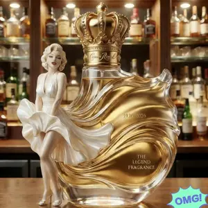 Marilyn Monroe 100th Anniversary Commemorative Whiskey Wine Bottle Charred Wooden Bourbon Drinking Glass (empty bottle)