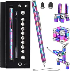 Magnetic Fidget Pen - Perfect Writing and Spinner Magnet Toy Combination, Figette Figit Pen with 13 Magnetic Rings, Ideal Office Study Gift for Kids 8+, Teens & Adults with ADHD(Colorful)