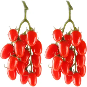2 Pack Artificial Lifelike Red Tomato String Simulation Fake Fruits Vegetables Photography Props for Home Kitchen Harvest Decoration