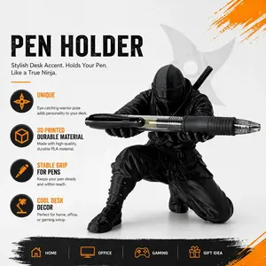 3D Printed Samurai Pen Holder Ninja pen holder - Cool desktop accessory Desk Organizer Holds Pens Pencils Creative Gift for Boyfriend Colleague Friend
