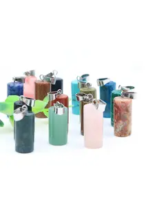 6/12pcs Mixed Color Cylinder Stone Pendant Crystal Decorations, Healing Heart Chakra Crystals, Perfect Daily Gift, Home Ornament