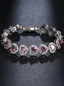 Elegant Heart Synthetic Zirconia Bracelet for Women, Vintage Style Commuter Gift, Valentine's Day Present, Evening Party Accessory, Jewelry Bracelet, Heart Design Bracelet, Heart Charm Bracelet