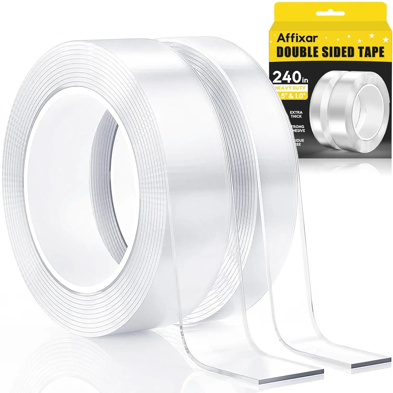 Double Sided Tape Heavy Duty 240", Extra Strong Waterproof Removable Nano Mounting Tape for Posters, Rugs, Picture Hanging, Wall Decor, Office & Outdoor Use Binding Tape