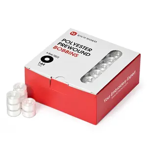 Style A Prewound Plastic Side 75D/2(60WT) White Embroidery Bobbins(144 Bobbins) for Singer/Brother sewing machine