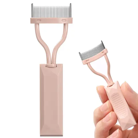 Eyelash Comb Separator, Arc Designed Lash Definer Comb Makeup Mascara Comb Applicator With Cover, Eye Cosmetic Brush Tool lash scratcher Handle eyebrow comb