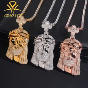 [ICE HUE]18K Gold Vacuum Plated S925 with 5A+ Sri Lanka Moissanite Four-Leaf Clover Portrait Pendant with Free Copper Necklace Hip Hop Inspired Solid Jewelry Gift