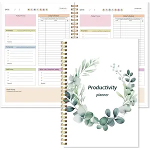 Daily Planner with Hard Cover & Colorful Sheets Inside,Productivity Planner Task Management Organizer for Neurodivergent Adults Focused for Men & Women - 7" x 10" Green Leaves