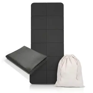 Yoga Mat Folding Travel Exercise Mat Non Slip Double-Sided Professional Pilates Mat Foldable Easy to Carry to Class Beach Park Travel Picnics (With Storage Bag)