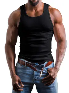 Men's Ribbed Tank Tops Workout Vest Slim Fit Athletic Tees for Workout & Daily Wear