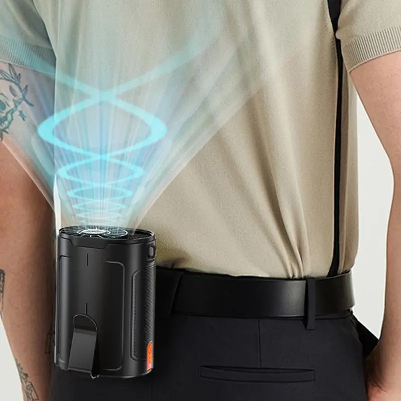 SUMUCAEN Portable Rechargeable Fan, 4-Speeds 6600RPM Strong Airflow Neck Fan, Wearable Belt Fan for Camping, Outdoor, Jobsite