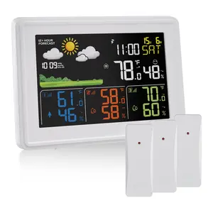 Weather Station  Multiple Sensors, Indoor Outdoor Thermometer with Atomic Clock and Digital Barometer for  and Patio