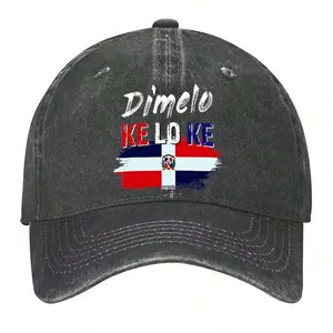 Dominican Republic Motto Washed Baseball Hats