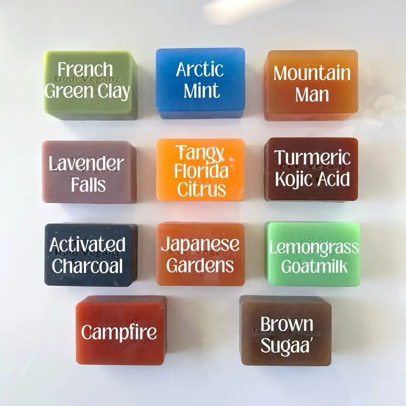 Huge Chemical-Free Soap Bars 6 oz Lemongrass Goat's Milk, Turmeric Kojic Acid, French Green Clay, Campfire, Mountain Man, Brown Sugaa', Arctic Mint, Tangy Florida Citrus