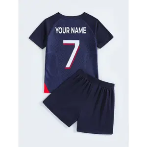 Kid's Personalized Soccer Jersey Set - Customizable Name #7 Print, Short-Sleeve T-Shirt + Quick-Drying Shorts, Co-Ord Fitness Sports Outdoor Outfit, Ideal Gift, Sports Jersey, Personalized Jersey