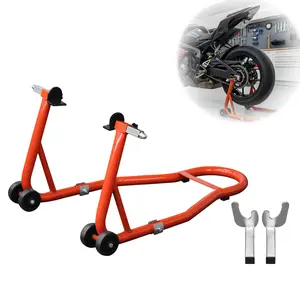 SEKAM Heavy-Duty Motorcycle Stand with Orange Powder Coat 1100 lbs Load Capacity 14 inches Lifting Height Tubular Steel