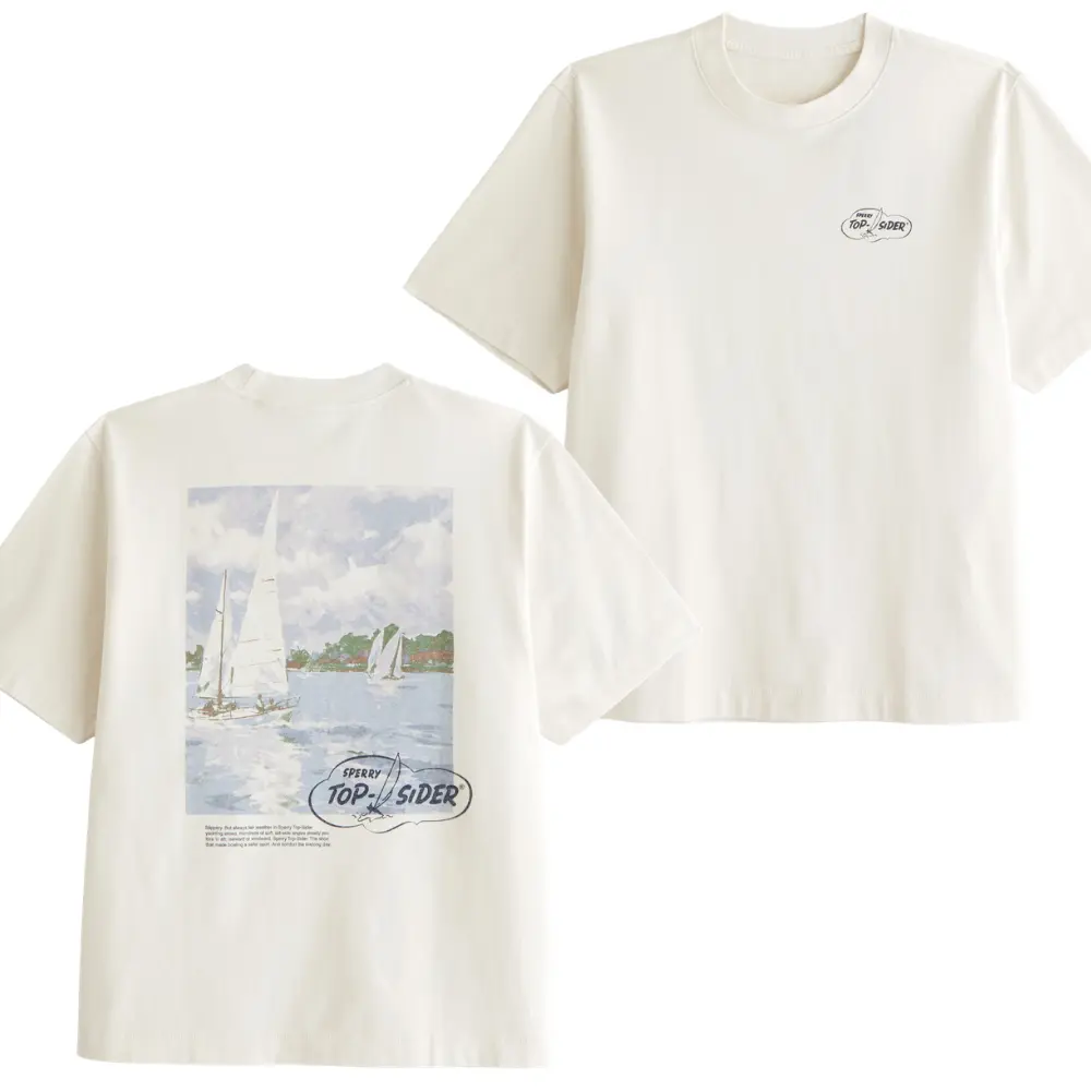 Retro Vintage Sailing Shirt, Sperry Top-Sider Vintage Sailboats Waterfront Scene Graphic on Soft Comfort Colors Cotton, Unisex Fit for Sailors, Perfect Gift for Dad or Boating Buddy