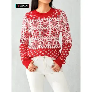 Women'sChristmasSweaterKnitPullover,CasualFittedStyle,ModerateFabricThickness,Fall&WinterFashion,LadiesUglyXmasSweater,LongSleeveWomenswear