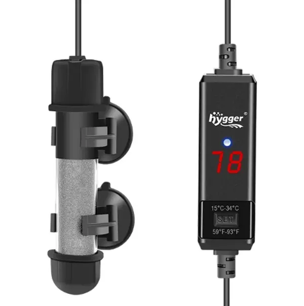 hygger Small Aquarium Betta Heater, Submersible Fish Tank Heater 50W with LED Digital Display, Suitable for Marine Saltwater and Freshwater up to 5/10/16/26 Gallon