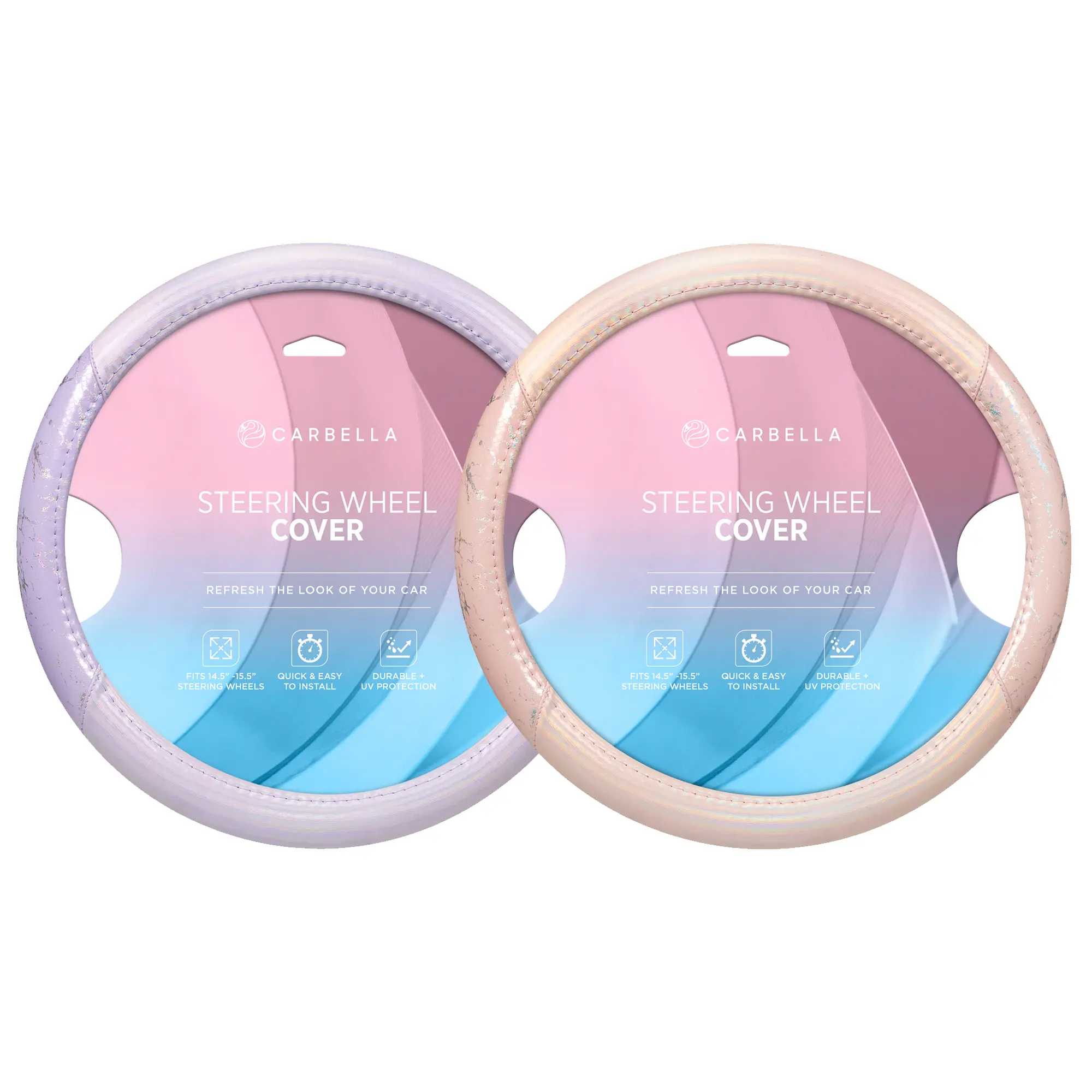 Carbella Holographic Crackle Steering Wheel Cover, Chic Stylish Shine, Fits Standard Wheel 14.5-15.5 Inches