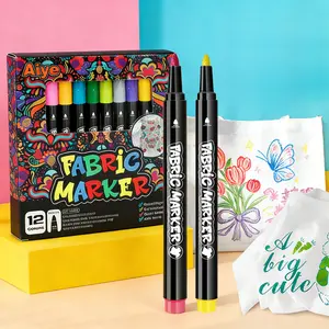 12 Color and 24 Color Fabric Markers, Eco-Friendly Fabric Paint Pens for DIY Projects, Permanent Ink for T-Shirts, Bags, and More