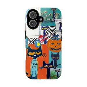 Adorable Pete the Cat Tough Themed Phone Case Premium Matte Texture, Protection, Shockproof,  Anti-Fingerprint For IPhone 17-12, Pro Max, Pro Plus, and Samsung S25-22 Protection Safety