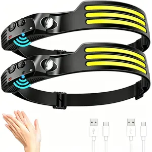 Headlamp Head-Worn High-Brightness Rechargeable Night Fishing Headlamp, Specially for Fishing, Super Bright, Ultra Lightweight, Portable Sensor Light with Super Long Battery Life