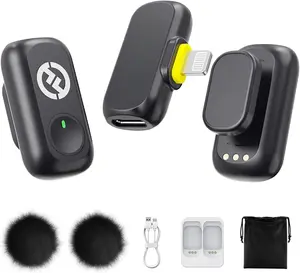 Lark A1  Mini Microphone for  14/13/12 (2TX + Lightning RX) 48kHz/24-bit, 3-Level Intelligent Noise Cancel,  Microphone for YouTube, Podcast, Vlogging (Black)