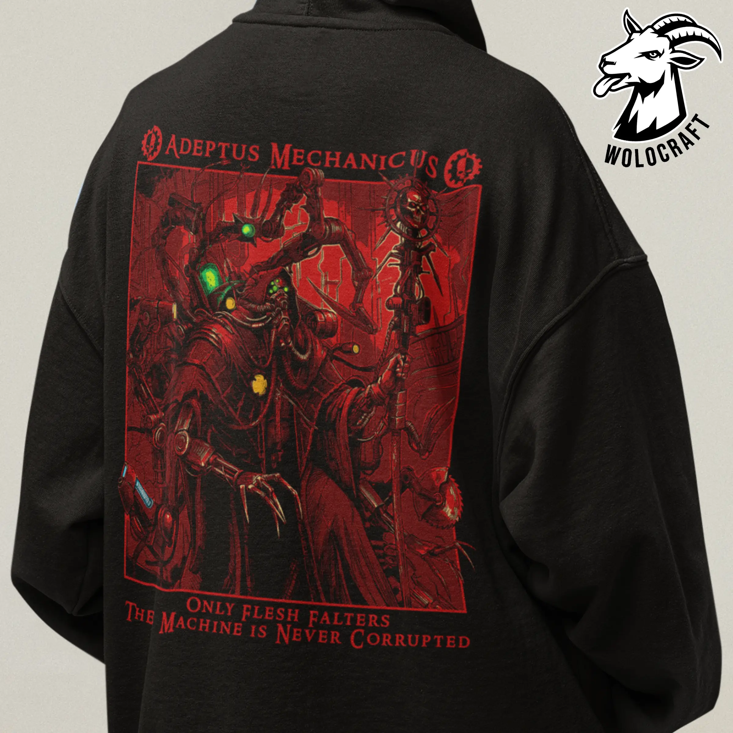 Adeptus Mechanicus Warhammer 40K Hoodie, Unisex Cotton Hooded Top, The Machine Is Never Corrupted Graphic Fan Clothing