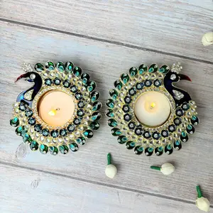 Peacock Tealight Candle Holder | Handcrafted South Asian Festival Decor | Ideal for Diwali, Weddings, Poojas & Gifts