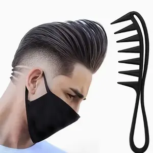 Ergonomic Men's Wide-Tooth Comb, Large Curved Design, Fishbone Texture, Durable Abs Handle, Suitable for All Hair Types, Hair Brush