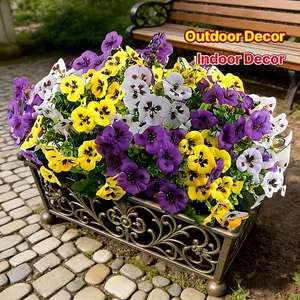 18pcs 12.56 Inch Artificial Three-Color Decorative Flowers, UV Resistant, Easy Maintenance, Outdoor Use, Suitable for Garden Pots, Porch, Balcony, Home Decor