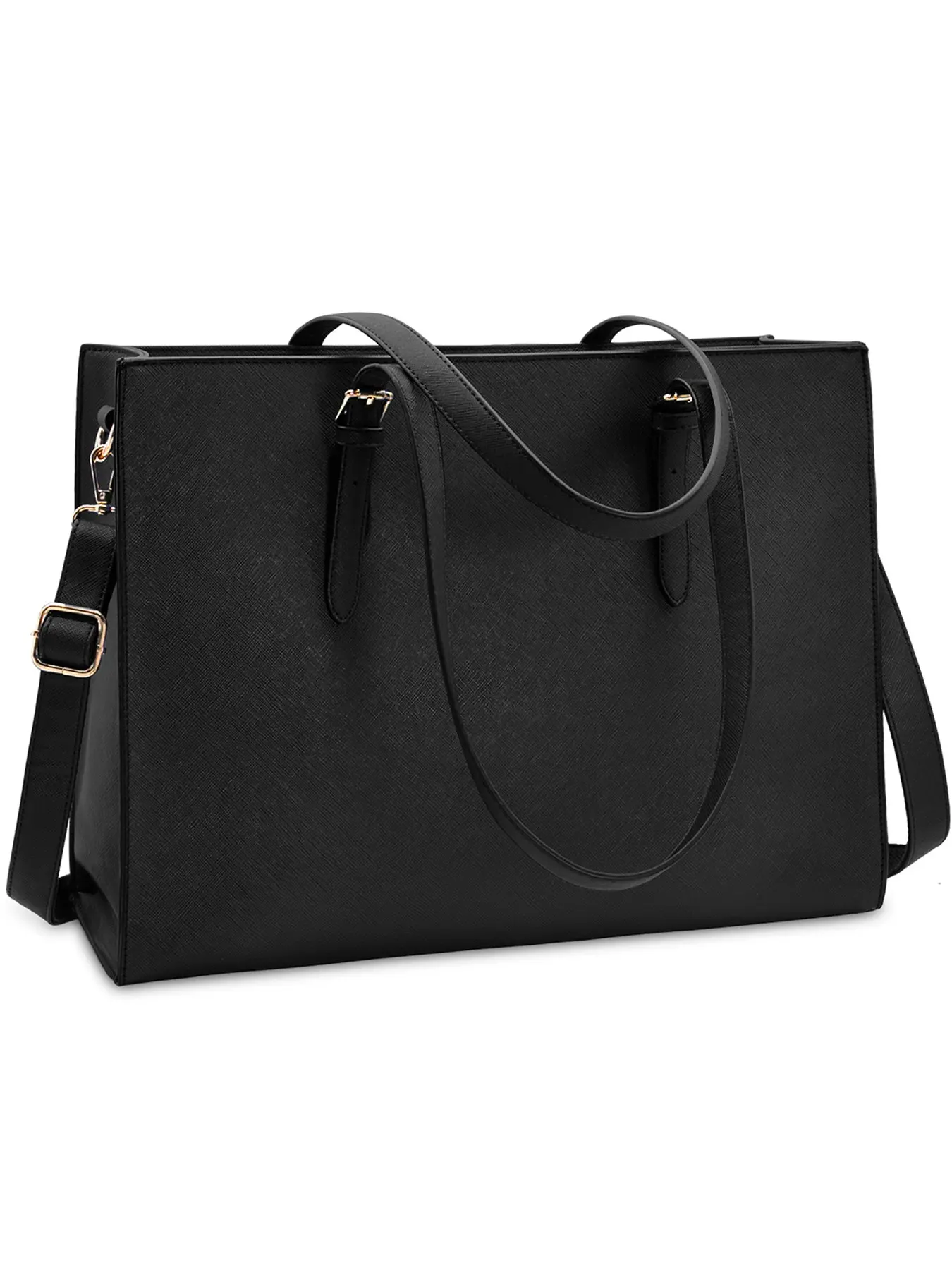 Women's Waterproof Lightweight Leather Laptop Bag for 15.6 Inch, Spacious Business Tote with Shoulder Strap, Professional Work Handbag