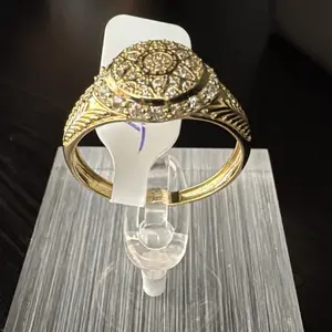 10K Gold Halo Ring - Diamond-Cut Design