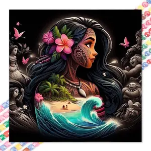 1 set of DIY diamond painting kit, 5D diamond art kit, DIY decoration with waves, beach, and flowers. Mosaic, diamond art, DIY art home decoration.