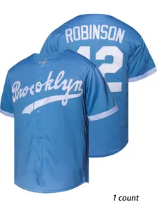 42 Brooklyn style baseball jersey, Vintage baseball jersey, the legendary figure Jackie Robinson who broke through barriers, adopting sewing details and standard American sizes, suitable for match days, collections or daily wear, classic, comfortab