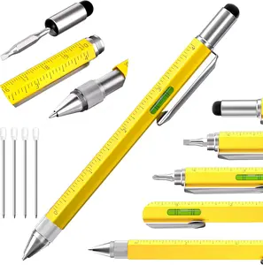 Multi Tech Pen for Men - 6-in-1 Tool Pen with Ruler, Touch Screen Stylus, Flathead & Phillips Screwdrivers, Funny Gift for Dad or Him