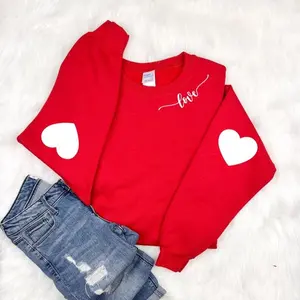 Valentine Heart Elbow Patch Sweatshirt, Love Heart Shirt, Heart Arm Patches, Cute Valentine's Tee, Teacher Valentine's Shirt