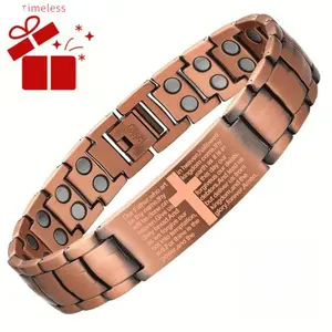 TimelessHalo Magnetic Copper Cross Bracelet for Men Adjustable with Tool Stylish Durable Gift for Him in Elegant Box Health Support Jewelry