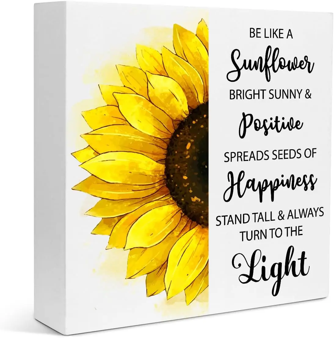 Sunflower Desk Decor, Inspirational Block Sign Desk Decorations for Home Girls Room Dorm Office Desk Shelf Table Decor - Be Like a Sunflower Bright Sunny and Positive Uplifting Positive SHJY-00261