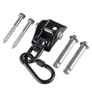 Hammock Suspension Kit, Heavy Duty Black Stainless Steel 360° Swivel, 1200 lb. Load Capacity, Ceiling Hooks for Hammocks, Seats, Swings and Gyms