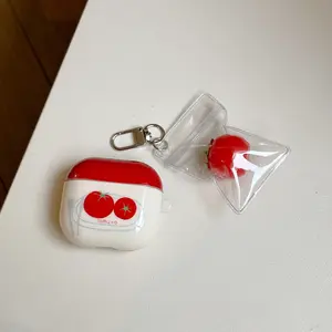 1 tomato shaped headphone case, durable silicone headphone case with anti drop and Shock Resistant function, Apple wireless Bluetooth headphone case, suitable for AirPods 1/2/3/4/pro/pro 2/pro 3, Portable