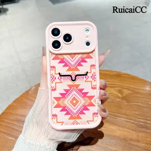 Western Boho Tribal Aztec Style Phone Case for iPhone 17 Pro Max 16 Pro Max 15 Pro 14 13 12 11 Shockproof Cover with Protection Protective iphone 15 pro max case iphone 13 case drop-proof phone case Cellphone Smartphone