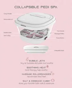 SLF Collapsible Pedi Spa, Heated Portable Foot Bubble Bath Massager