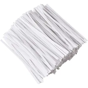 500 Reusable White Paper Bread Ties - 5" Twist Ties for Bags, Bread, Cake Pops