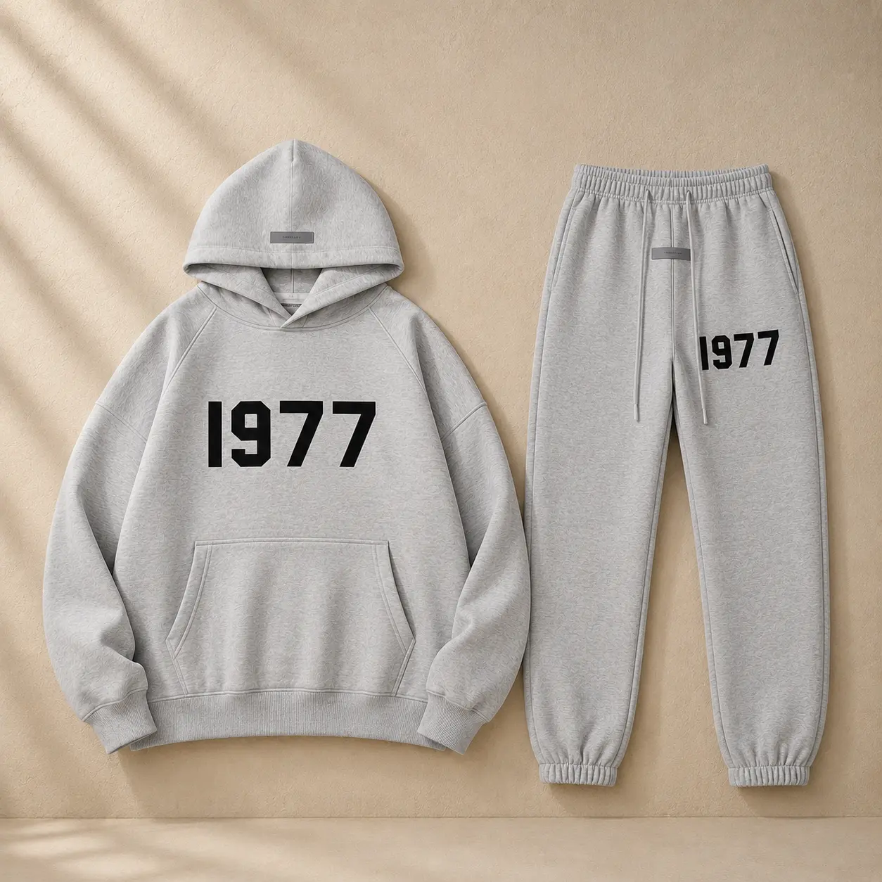 1977 Hoodie & Pants Black Set – Unisex Streetwear Tracksuit, Pullover Sweatshirt + Joggers