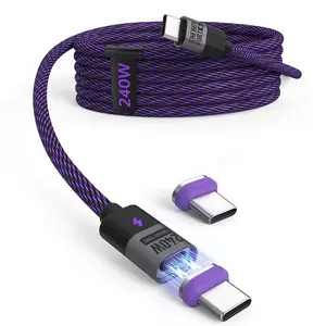 SIKAI 240W Magnetic Multi USB C Charging Cable & Anti-Leakage & Fast Charging Data Sync For iphone 17 16 15 & Samsung Galaxy & Labtops & ipad 5.9 Ft Android Charger Cellphone electronic charger type c Cord Device Port Smartphone